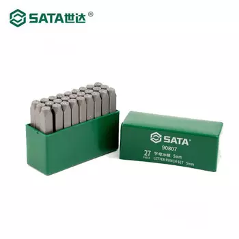 Набор штампов для штамповки букв SATA, 27 предметов, 4 мм 90806-форма для штамповки букв, стальная хромированная форма для штамповки букв