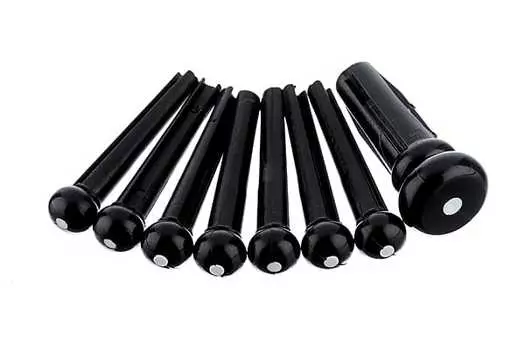 Набор штифтов Fender Acoustic Bridge — черный с белой точкой Fender Bridge Pin Set - Black w/Dot