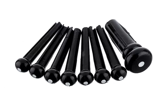 Набор штифтов Fender Bridge, черный с белой точкой (7) 0990402006 Черный/белая точка Bridge Pin Set, Black with White Dot (7) 0990402006