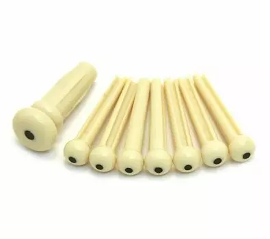 Набор штифтов Fender Bridge, цвета слоновой кости с черной точкой (7) 0990402000 Bridge Pin Set, Ivory with Black Dot (7) 0990402000