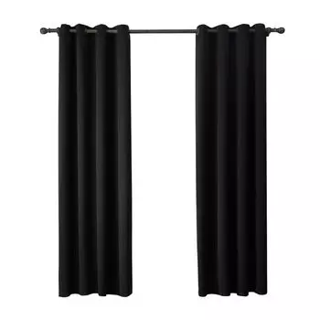 Набор штор Topchances из 2 непрозрачных плотных штор для гостиной, спальни, штор с люверсами, термозанавес, 275 x 132 см, черный