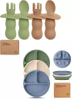 Набор силиконовых детских ложек и вилок Keababies
