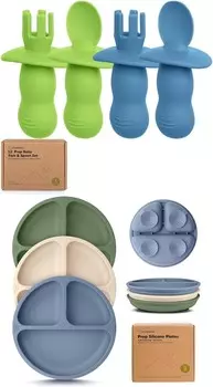 Набор силиконовых детских ложек и вилок Keababies