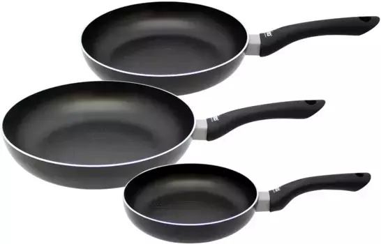 Набор сковород Elo "Smart Life", алюминий, (набор, 3 предмета, по 1 противню 20/24/28 см, В: 4,5/5/6 см), индукционный 28 см, черный