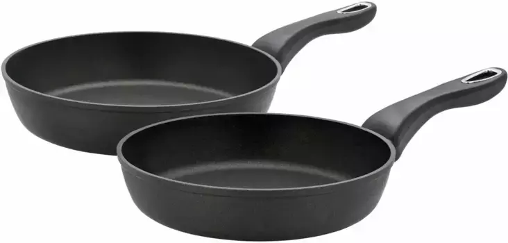 Набор сковород GSW "Нанопан", алюминий, (набор, 2 предмета, 1x сковорода 24 см, 1x сковорода 28 см), индукция, черный