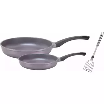 Набор сковород GSW «Радуга», литой алюминий, (набор, 3 предмета, 1x сковорода 20 см, 1x сковорода 28 см), индукционная, серый