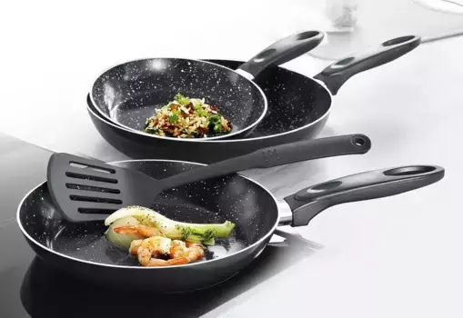 Набор сковород KING, алюминий, (набор, 4 предмета, по 1 сковороде 20 см - В. 3,5 см, 24 см - 4 см, 28 см, 5 см), индукция, черный