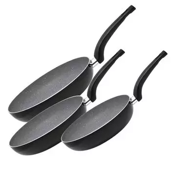Набор сковород My Kitchen by ELO DOLOMIT, алюминиевые сковороды с антипригарным покрытием, кастрюли для керамических, газовых, электрических, индукционных плит - можно мыть в посудомоечной машине, количество: 1 комплект из 3 шт