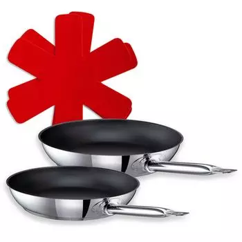 Набор сковород Schulte Ufer Индустар 3 предмета: сковороды Индустар 24 см и 28 см (GastroSUS, с покрытием DIAMAS-PRO) + набор защитных крышек Easy