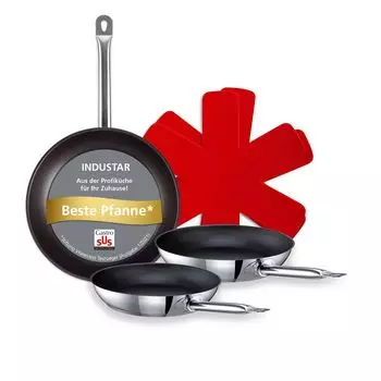 Набор сковород Schulte Ufer Индустар 4 предмета: сковорода Индустар 20 см, 24 см и 28 см (с покрытием GastroSUS, DIAMAS-PRO) + набор защитных крышек Easy