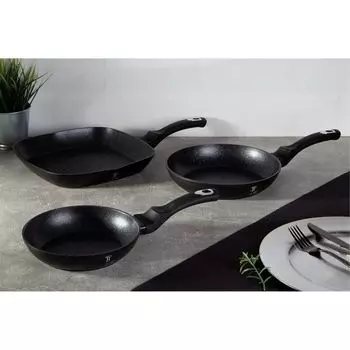 Набор сковородок Berlinger Haus с покрытием Granite Black Silver BH6157 BerlingerHaus