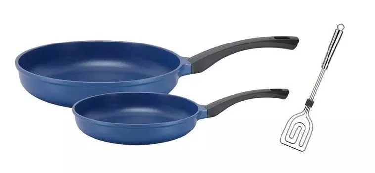 Набор сковородок GSW "Rainbow", включая универсальные, из литого алюминия, антипригарное покрытие (синее) - запас B в отличном состоянии