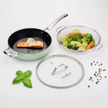 Набор сковородок Livington Grapheo из трех предметов — кастрюля 28 см — для всех типов плит MediaShop