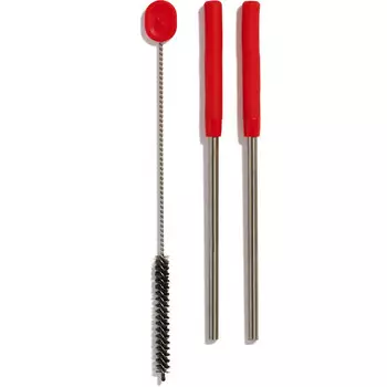 Набор соломинок из нержавеющей стали Hydro Flask, красный