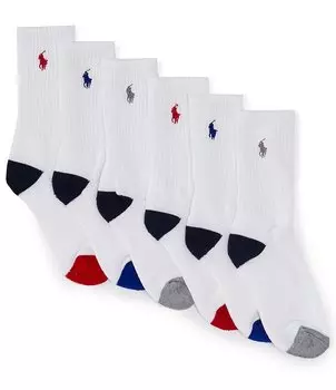 Набор спортивных носков Polo Ralph Lauren Little/Big Boys 4–11, 6 шт., белый