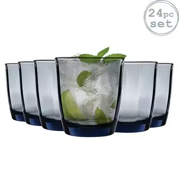 Набор стаканов Bormioli Rocco Pulsar с бороздками, 300 мл, синий, 24 шт, белый