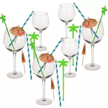 Набор стаканов для коктейльной вечеринки, соломинка для питья, зонтик, подстаканник, набор стаканов на 6 человек Out of the blue