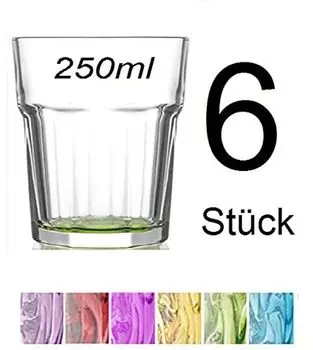 Набор стаканов для лаваша, цветной - стаканы для коктейлей, стаканы для питья, стаканы для воды - Coral Retro Design (набор из 6 штук по 250 мл) Lav, мультиколор