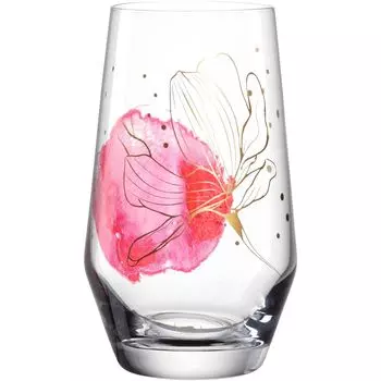 Набор стаканов для лонг-дринов LEONARDO Presente, 4 шт. - большая чашка из высококачественного стекла - с цветочным принтом - содержимое 365 мл - можно мыть в посудомоечной машине - набор из 4 коктейльных стаканов, 044482 Glaskoch