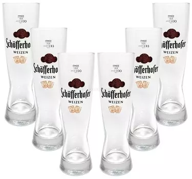Набор стаканов для пива Schfferhofer Weizen - 6х пивных бокалов 0,5л калиброванных Mixcompany