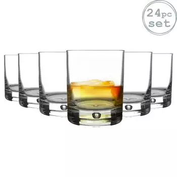 Набор стаканов для воды Bormioli Rocco, 24 предмета из барного стекла — классические современные стаканы для питья — пузырьковая основа — 195 мл, белый