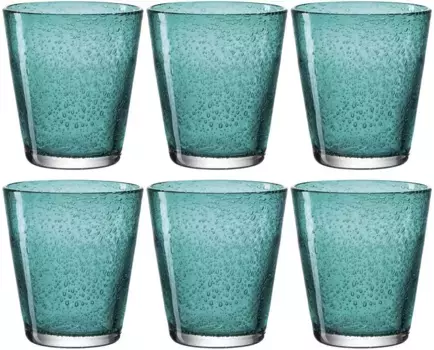 Набор стаканов LEONARDO "БУРАНО", (набор, 6 шт.), 330 мл, 6 шт 9х10 см, бирюзовый