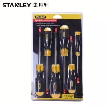 Набор Stanley из 6 предметов: отвертка в форме цветка со средним отверстием и конусной отверткой с резиновой ручкой для бытового ремонта с магнитной отверткой 65-156-0-23