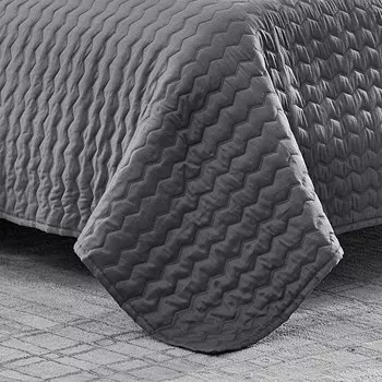 Набор стеганых одеял Vera Wang с узором «елочка», цвет уголь, King, серый