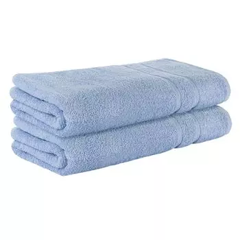 НАБОР StickandShine из 2-х махровых полотенец для сауны премиум-класса размером 80х200 см голубого цвета плотностью 500 г/м из 100% хлопка., синий