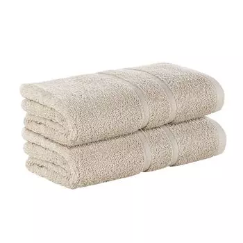 НАБОР StickandShine из 2-х махровых полотенец премиум-класса размером 50х100 см песочно-кремового цвета плотностью 500 г/м из 100 % хлопка.