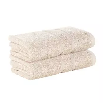 НАБОР StickandShine из 2-х махровых полотенец премиум-класса размером 50х100 см кремового цвета плотностью 500 г/м из 100% хлопка.