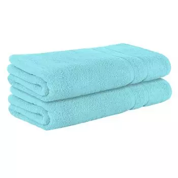 НАБОР StickandShine из 2-х махровых полотенец для сауны премиум-класса размером 80х200 см бирюзового цвета плотностью 500 г/м из 100 % хлопка., синий