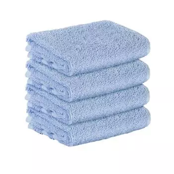 НАБОР StickandShine из 4 гостевых махровых полотенец премиум-класса размером 30x50 см голубого цвета плотностью 500 г/м из 100% хлопка., синий