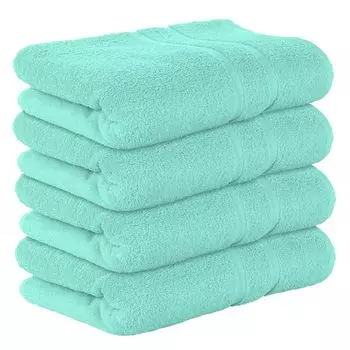 НАБОР StickandShine из 4-х махровых банных полотенец премиум-класса размером 100х150 см мятного цвета плотностью 500 г/м из 100 % хлопка, бирюзовый