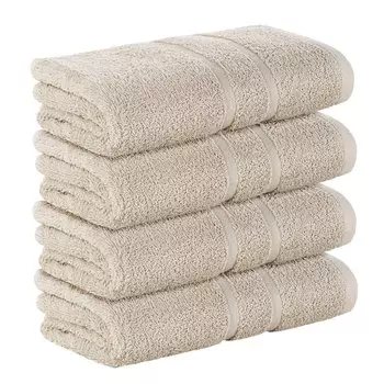 НАБОР StickandShine из 4-х махровых полотенец премиум-класса размером 50х100 см песочно-кремового цвета плотностью 500 г/м из 100 % хлопка.