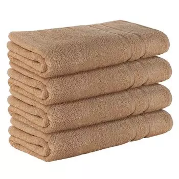 НАБОР StickandShine из 4-х махровых полотенец для сауны премиум-класса размером 80x200 см светло-коричневого цвета плотностью 500 г/м из 100% хлопка., коричневый