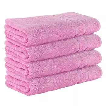 НАБОР StickandShine из 4-х махровых полотенец для сауны премиум-класса размером 80x200 см розового цвета плотностью 500 г/м из 100% хлопка., розовый