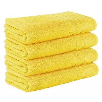НАБОР StickandShine из 4-х махровых полотенец для сауны премиум-класса размером 80x200 см желтого цвета плотностью 500 г/м из 100 % хлопка., желтый