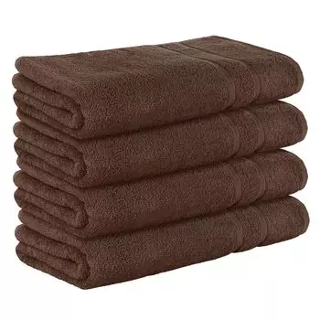 НАБОР StickandShine из 4-х махровых полотенец для сауны премиум-класса размером 80х200 см темно-коричневого цвета плотностью 500 г/м из 100 % хлопка., коричневый
