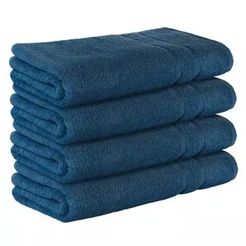 НАБОР StickandShine из 4-х махровых полотенец для сауны премиум-класса размером 80х200 см темно-синего цвета плотностью 500 г/м из 100% хлопка., синий