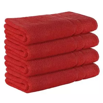 НАБОР StickandShine из 4-х махровых полотенец для сауны премиум-класса размером 80x200 см красного цвета плотностью 500 г/м из 100 % хлопка., красный