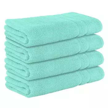 НАБОР StickandShine из 4-х махровых полотенец для сауны премиум-класса размером 80х200 см мятного цвета плотностью 500 г/м из 100% хлопка, бирюзовый
