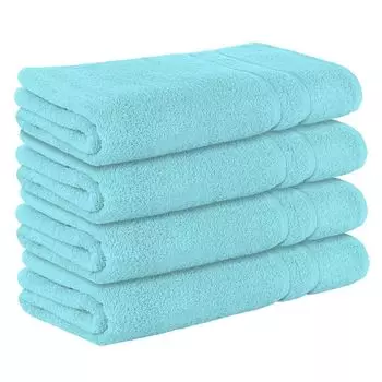 НАБОР StickandShine из 4-х махровых полотенец для сауны премиум-класса размером 80x200 см бирюзового цвета плотностью 500 г/м из 100 % хлопка., синий