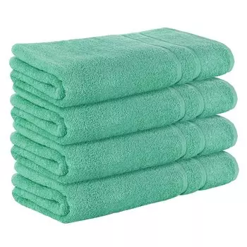 НАБОР StickandShine из 4-х махровых полотенец для сауны премиум-класса размером 80x200 см изумрудно-зеленого цвета плотностью 500 г/м из 100 % хлопка., зеленый
