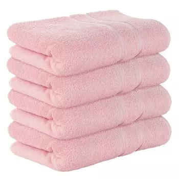 НАБОР StickandShine из 4 махровых банных полотенец премиум-класса размером 100x150 см нежно-розового цвета плотностью 500 г/м из 100 % хлопка., розовый