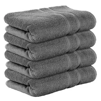 НАБОР StickandShine из 4 махровых банных полотенец премиум-класса размером 100х150 см темно-серого цвета плотностью 500 г/м из 100 % хлопка., черный
