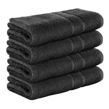 НАБОР StickandShine из 4 махровых банных полотенец премиум-класса размером 70х140 см черного цвета плотностью 500 г/м из 100 % хлопка., черный