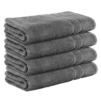 НАБОР StickandShine из 4 махровых полотенец для сауны премиум-класса размером 80х200 см темно-серого цвета плотностью 500 г/м из 100 % хлопка., черный