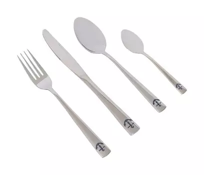 Набор столовых приборов 16 предметов, нержавеющая сталь, синий якорь Gimex