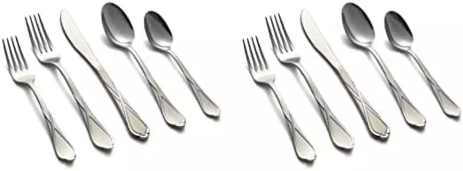 Набор столовых приборов Cambridge Silversmiths Heather Sand, 20 предметов, нержавеющая сталь, сервиз на 4 персоны, включая вилки/ложки/ножи (2 шт. в упаковке), Brushed Finish